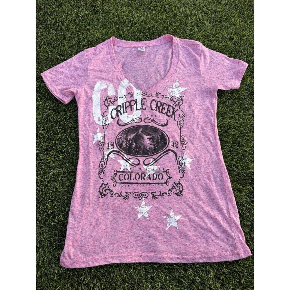 Cripple Creek Colorado Pink Women’s T Shirt Medium
